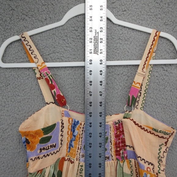 Paper Heart Dress Sleeveless XS Peach Floral Stamp Linen Blend Garden Plants - Picture 7 of 8